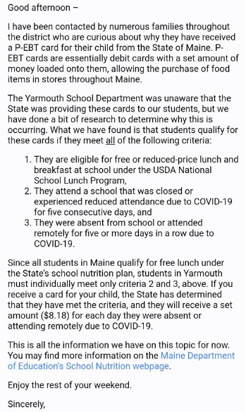 A recent revelation by the Windham Raymond School Nutrition Program on Facebook